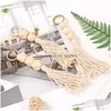 Porte-clés Fil De Coton Enveloppé Bois Perle Gland Porte-clés Pour Femmes Boho Anneau Rame Sac Accessoires Suspendus Bijoux Cadeaux De Noël D Dhkum