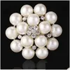 Alfinetes broches pérola floral flor de cristal alfinetes para mulheres decoração nupcial roupas ornamento diy drop delivery jóias dhqie