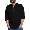 Mannen Casual Shirts 2023 Mannen Blouse Katoen Linnen Shirt Losse Tops Groen Lange Mouw Tee Lente Zomer Trendy Knappe mens