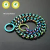 Kragen Benepaw Starke Hundekette Halsband Starker schweres Haustierkragen 15 mm dicker breiter Edelstahl Multicolor Cuban Link Choke Kette