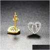 Stud Hommes Femmes Mode Jaune Blanc Or Plaqué Bling Cz Coeur Goujons Boucles D'oreilles Bijoux Beau Cadeau Pour Les Amis Drop Delivery Dhiex