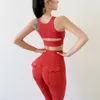 Tracksuit Sportwear Yoga Outfit Tight Leggings Sports Bra Elastic Fiess Gym Set Women's Suit 13 Colors