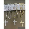 Hänge halsband hänge halsband 8mm kors radband halsband deguadalupe crucifix kedja rostfritt stål smycken män och kvinnor släpp leveranshängen dhkbi