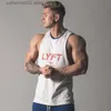 T-shirt da uomo Summer New Style Gym Workout Gilet da allenamento da uomo Camicia senza maniche nera Sport Fitness Gilet in cotone Girocollo da uomo Gilet casual T230601