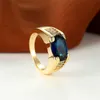 Band Rings Charm Female Crystal Blue Oval Ring Luxury Gold Color Big Wedding For Women Cute Bride Zircon Engagement