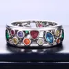 Band Rings Women Magnetic Therapy Ring Hollow Out Geometric Colorful Crystal Finger for Weight Loss