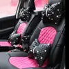 New Cute Diamond Bowknot PU Leather Car Neck Pillow Waist Support Pillows Auto Headrest Crystal Rhinestone Car Accessories for Girls