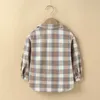 Kids Shirts Infant Kids Baby Girls Boys Casual Lapel Shirt Long Sleeves Check Pattern Single-breasted Tops Blouses Plaid Shirts 230531