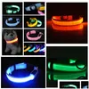 Dog Collars Leashes Nylon Led Pet Collar Night Safety Flashing Glow In The Dark Leash Dogs Luminous Fluorescent Supplies Drop Deli Dh8Ws