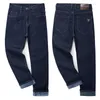 Jeans da uomo Plus Size 42 44 46 48 50 52 Uomo Inverno Caldo Business Casual Blu Nero Dritto Pantaloni di jeans larghi Pantaloni di marca maschile