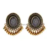 Dangle Lustre Ethnique Noir Fleur Boucles D'oreilles Turquie Bijoux Vintage Bohême Gland Boho Or Alliage Tribu Indien Bijoux Drop Deliv Dhqv8