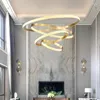 Pendellampor nordiska minimalistiska moderna atmosfär villa kreativa led matsal levande cirkulär kontor ljuskrona