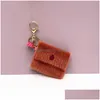 Keychains Lanyards Creative Lady Mini Coin Purse Keychain Söt imitation Mink Fur Bag Pendant Kvinnor smycken Key Chain Gift Drop de Dhqkq