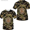 T-shirt da uomo New 3D Golden Chain Print T-shirt di marca barocca 2022 Summer Style Manica corta Luxury Royal Abbigliamento da uomo Hip Hop Tops Tees T230601