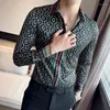 Men's Casual Shirts Mens Long Sleeve Printed Boutique Fashion Male Slim Social Formal Dress High Quality Men Club Party Clothing