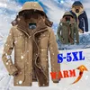 Herrjackor varma vinterjacka män fleece huva kappa förtjockar parkas mäns outwear hatt löstagbara rockar man jaqueta masculina s-5xl