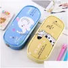 Pencil Bags Coin Storage Bag Pu Pen Pouch Holder Waterproof Zipper Case Cute Cartoon Durable Organizer Kids Gift Drop Delivery Offic Dhep7