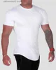 T-shirts pour hommes T-shirt de gymnastique Hommes T-shirt en coton à manches courtes Casual t-shirt mince réfléchissant Fitness Bodybuilding Workout Tee Tops Vêtements d'été T230601