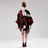 Accan Moda Sonbahar Kış Kadın Geometrik Şal Sıcak Kalın Büyük Boyu Şöhret Stili Konforlu Yumuşak Gevşek Poncho