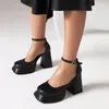 Sandali Phoentin Elegant Women s Chunky Platform Tacco alto Sexy Summer Party Fashion Pumps Nero Beige Mary Janes Shoes FT