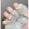 Uñas postizas 24 piezas en caja Puntas de uñas de longitud media Gradientes Usar cubierta completa Párrafo Moda Manicura Parche Uñas