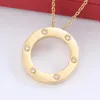 Fashion Necklace Designer Jewelry party Sterling Silver double rings diamond pendant Rose Gold necklaces for women fancy dress long chain jewellery gift