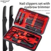 Kitler Paslanmaz Çelik Tırnak Clippers Kaş Döşeme Manikür Pedikür Kütikül Nipper Makas Kılıf 18/20 PCS ile Tımar Araçları Set