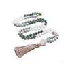 Hänge halsband 8mm vit jade afrikansk turkosa kejsare jasper pärlor knutna japamala halsband meditation yoga smycken set 108 ma dhmzu