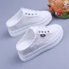 Womens Summer Shoes Platform Sports Mesh White Student Outdoor Casual Breathable Slippers Woman Mules Fashion Wedge Heels Black