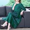 Dresses Women Print Natural Silk Loose Waist Midi Dress Spring Summer Elegant Bodycon Casaul Dress 2023 Korean Vintage Plus Size Dress