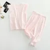 Pijama Yazları Çocuklar İçin Yaz Çocukları Papaz Pamuk Çocukları Pijama Genç Homewear Gömlekleri 2pcsset Giysileri Pijama 230601