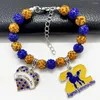 Strand Greek Letter Sorority Society SIGMA GAMMA RHO Logo Label Poodle Enameled Metal Pendant Bead Bracelet