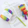 Cachecóis DIY coloridos de fios finos tingidos chapéus tecidos à mão em crochê fio de lã para tejer P230601