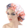 Beanie/Skull Caps Tie Dye Satin Silky Bonnet Hat per donna Doppio strato con fibbia regolabile Night Sleep Cap Ricci Protect Hair Ca Dh5Lv