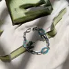 80% di sconto gioielli di design bracciale collana anello 925 Bracciale ad incastro smalto verde stile semplice antico modello in rattan decorazione a mano degli amanti