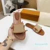 2023 Women Louisity Slippers Top Quality Outdoor Banquet Slide Shoes Pp Straw Summer Leather Sandals Multicolor Flat Heel Mule Letter Size 35-42 GGity