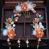 Necklace Earrings Set Vintage Hair Stick Earring Chinese For Women Floral Tassel Pearl Clip Hairpin Fairy Tiaras Wedding Accessories