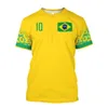 Herren-T-Shirts Brasilien Herren-T-Shirt Herren 3D-gedrucktes Fußballtrikot Marke Rundhals-Stil Übergroßes Freizeitoberteil 230601