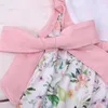 Girl Dresses 1-8T Summer Pink Party Dress With Pattern Floral Print Robe Sleeveless Princess One-piece Casual Long Skirt Boutique Wears