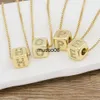 Pendant Necklaces Nidin Hot Sale A-Z Initials Micro Pave Copper Cube Letter Pendant Necklaces For Women Men Charm Chain Family Name Jewelry Gift J230601