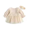 Mädchen Kleider Baby Mädchen Prinzessin Kleid Herbst Geburtstag Party Kleid Neugeborenes Taufkleid Kleinkind Kinder Kleidung mit Haarband