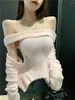 Kobiety swetry Winter Solid Y2K Knited Sweter Women Off ramy Designer Sexy Pullover Korean Fashion Slim Party Tops 2023