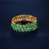 Band Rings Luxury Female Small Green Ring Classic Yellow Gold Color Engagement Dainty Zircon Wedding For Women