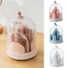 Storage Boxes Rotating Makeup Brush Holder Organizer Clear With Lid Dustproof Cosmetic Brushes