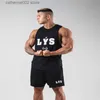 Camisetas masculinas 2021 verão novo jogging cor sólida branco casual algodão solto sem mangas elástico respirável terno de treinamento camiseta esportiva t230601