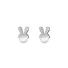 Stud Earrings Pure S925 Sterling Silver Opal For Women Luxury Jewelry Accessories Gift