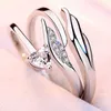 925 Sterling Silver Jewelry New Angel Feather Cupid Design Opening Ring Anniversary Wedding Engagement Couple Rings Adjustable