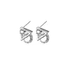 Boucles d'oreilles à tige véritable 925 bijoux en argent Sterling femmes mode géométrique Triangle rangée incrusté Zircon cadeau pour filles adolescents dame