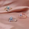 Fashion Gold Plated Adjustaable Cubic Zircon Evil Blue Eye Rings for Women