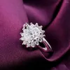 Cluster Ringe Exquisite Kristall Sonne 925 Silber Ring Damen Klassische Mode Hochzeit Verlobung Party Geschenk Anhänger Schmuck